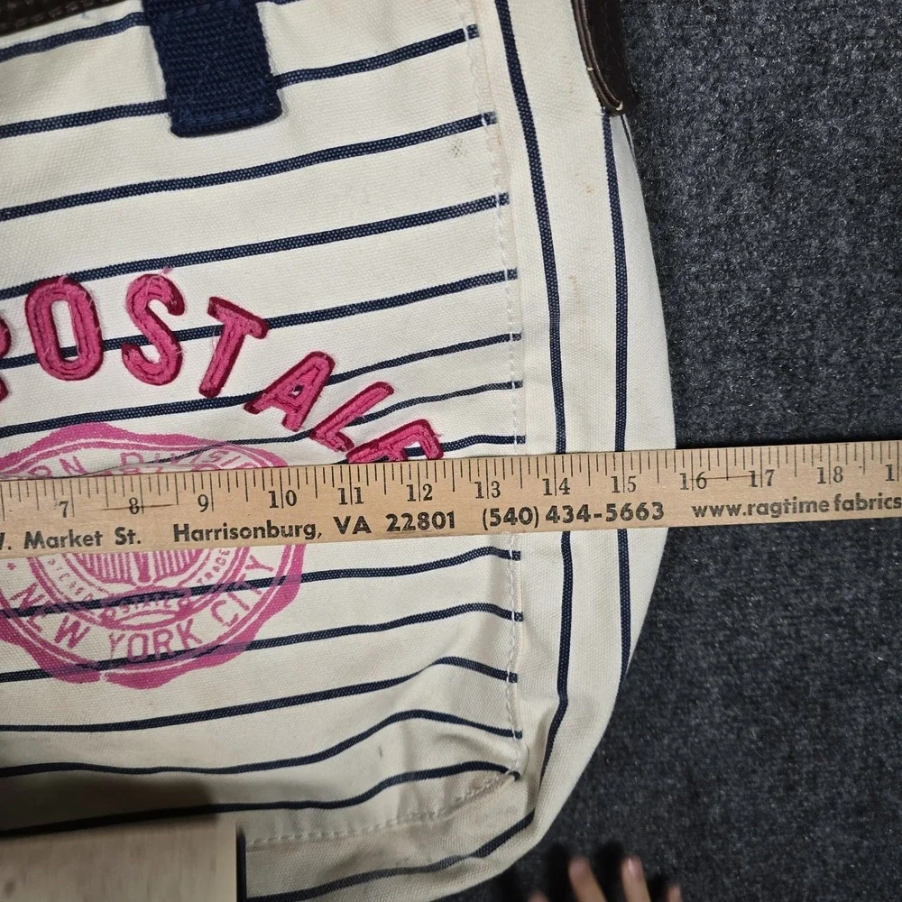 Vintage Y2K Aeropostale Tote Bag Striped NY Preppy Shoulder Aero Canvas